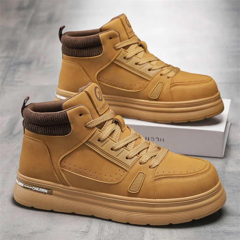 Men's Casual Shoes Four Seasons New High-Top Breathable Soft Sole Non-Slip Outdoor Walking Shoes Youth Joker Sports Board Shoes