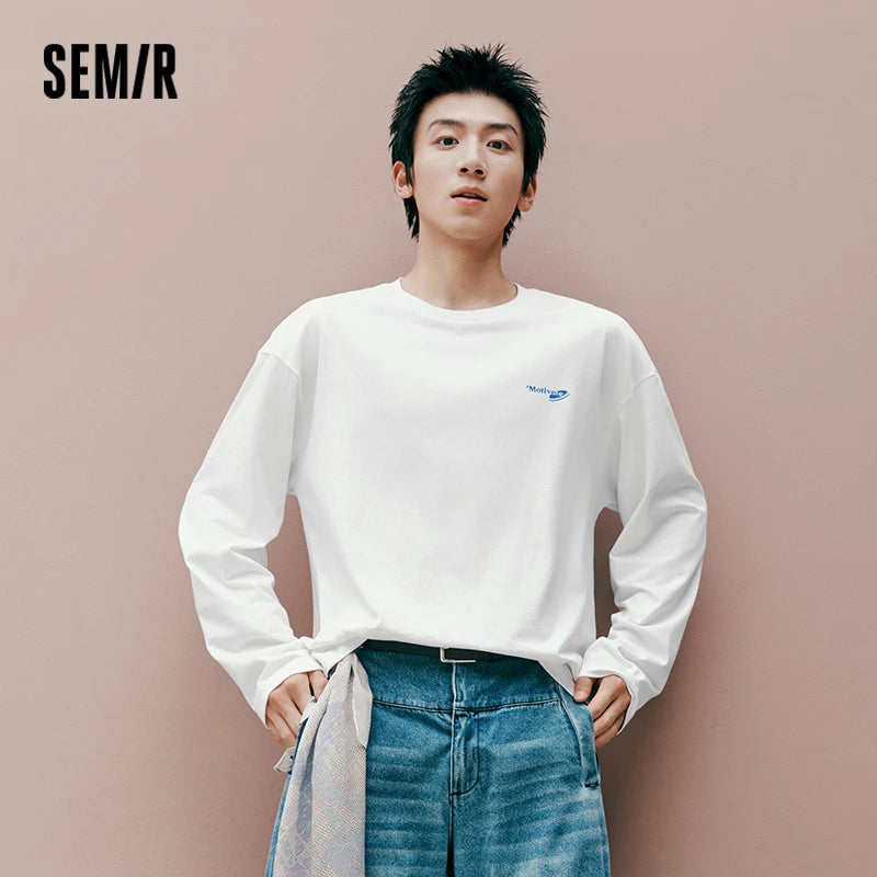 Semir Men Tshirt Long Sleeve Pet Graphic Moisture Wicking Quick Dry Crew Neck Casual Autumn Top Daily Wear 2026