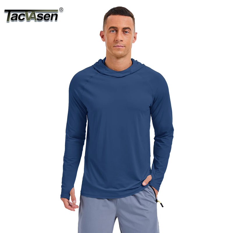 TACVASEN Men's UPF 50+ T-shirts Quick Dry Hoodie Long Sleeve Rash Guard Sun Protection SPF Quick Dry Hiking Swim Fishing Shirt