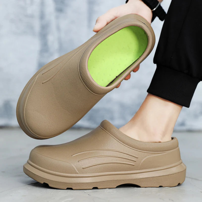 Chef Shoes For Men Non Slip Kitchen Restaurant Working Shoes Oil Proof Waterproof Rubber Sandals Garden Shoes Size 35-46