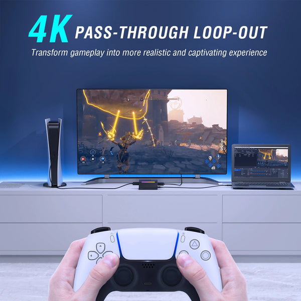 កាតចាប់យកវីដេអូ Fifine 4K HDMI សម្រាប់ការផ្សាយផ្ទាល់ និងលេងហ្គេម ឆបគ្នាជាមួយ PS4/PS5/Windows/Mac OS/Switch/Xbox - V3