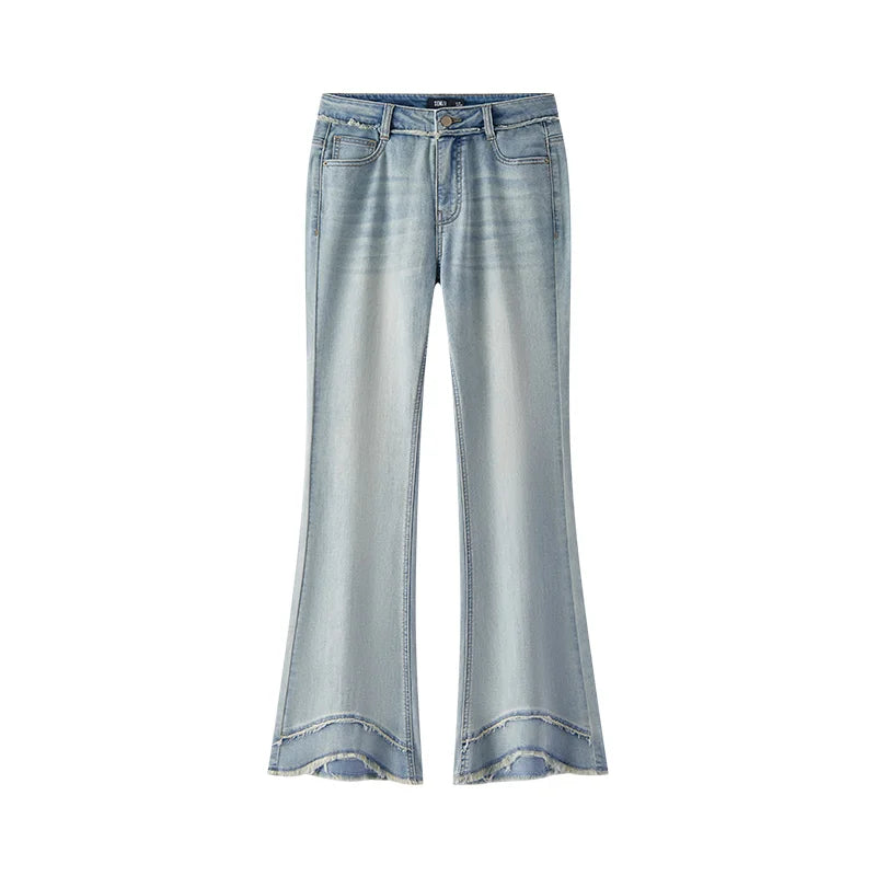 Semir Women Jeans Frayed Stylish Leg Lengthening Vintage Trendy Street Flare 2026 Fashion Casual Daily Wear