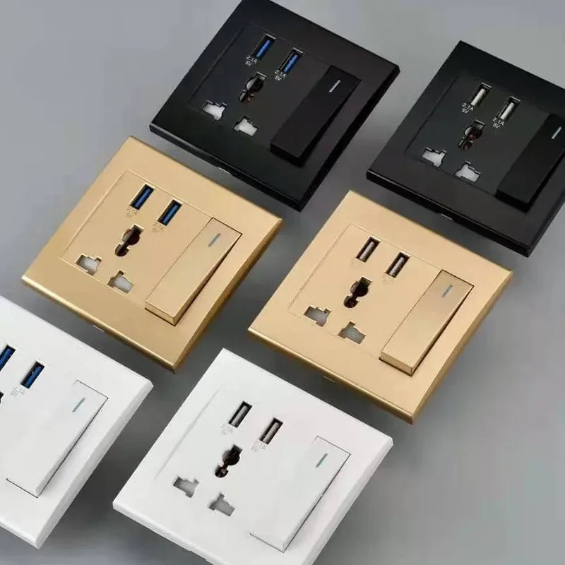 Depoguye Universal USB wall socket with light switch, 2.1A dual USB phone charging port, switch control socket  AC110V -250V