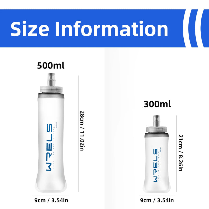 WRELS Water Bottle Folding Soft Flask Sport Collapsible Running Camping Hiking Portable Ultra-Light Water Bottle Water Bag