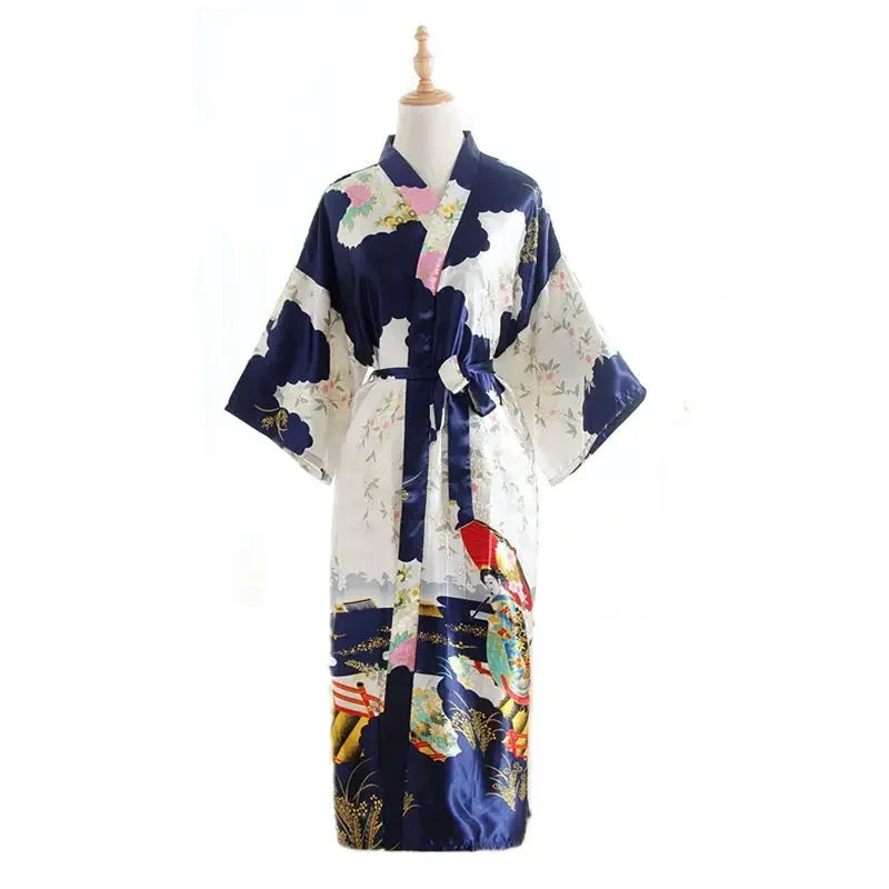 Vintage Ethnic Style Casual Print Elegant Bathrobe Women's Sleep Bathrobe Faux Silk Robes for Women Clothing Fashion Clothes