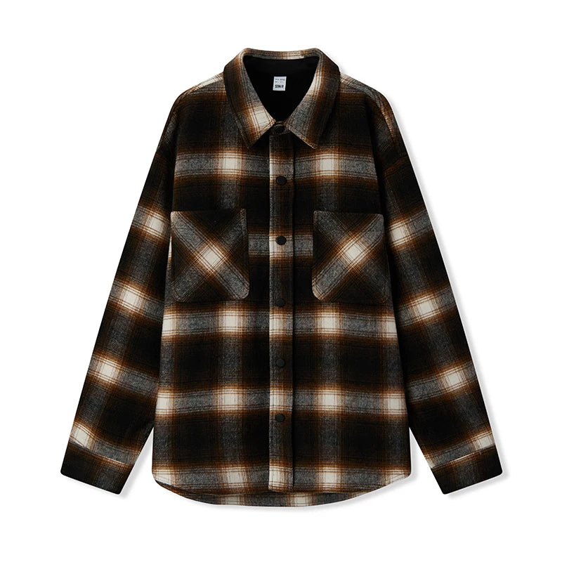 Semir Woolen Coat Men 2024 New Winter Fleece Classic Plaid Jacket Retro Versatile
