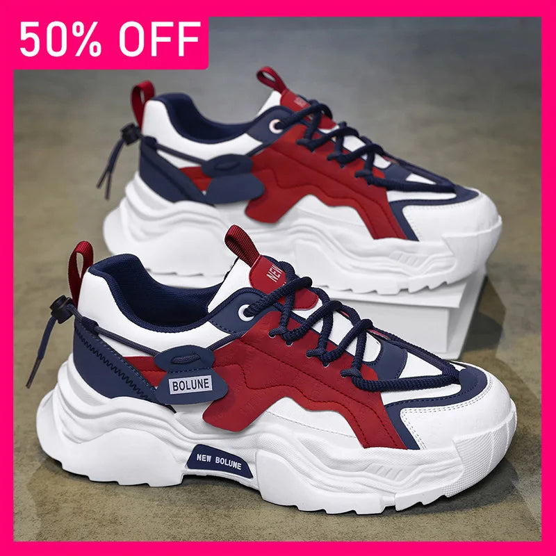 Mens Running Shoes 2026 New Classic Soft Leather Cosy Breathe Thick Sole Anti Slip Fashion Versatile Casual Commuting Sneakers