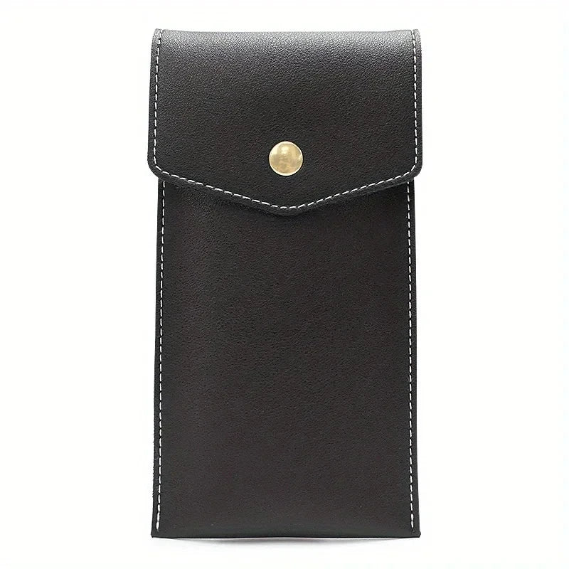 1pc PU Leather Pencil Case Storage Bag,Glasses Portable Stationery Bag Large-capacity  Business Office Pen Storage Bag.