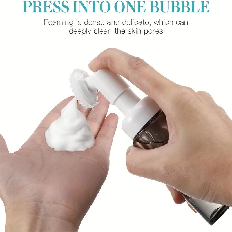 2pcs Mousse Face Wash Bottle - with Massage Cleaning Brush Head,Travel Bottle,Facial Cleanser Mousse Cosmetic Cleaning tool