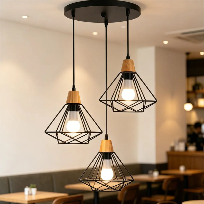 3-Light Chandelier Farmhouse Kitchen Island Pendant Light Fixture Industrial Hanging Pendant Lighting for Dining Room Bedroom