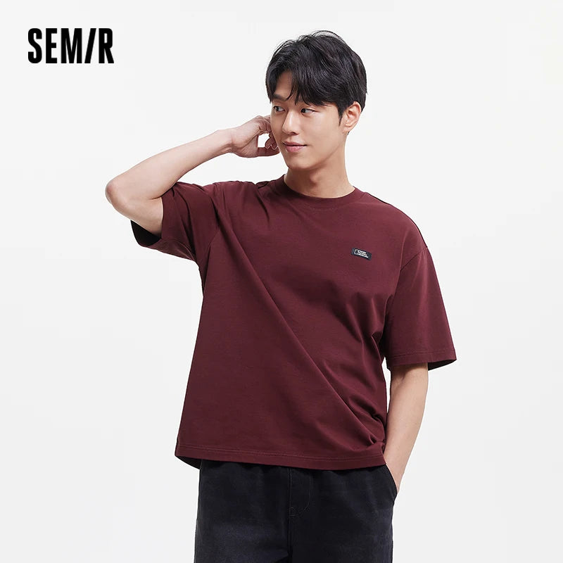 Semir Mens Tshirt 2026 Pure Cotton Knitted Couple Style Outdoor Printed Casual Soft Daily Wear