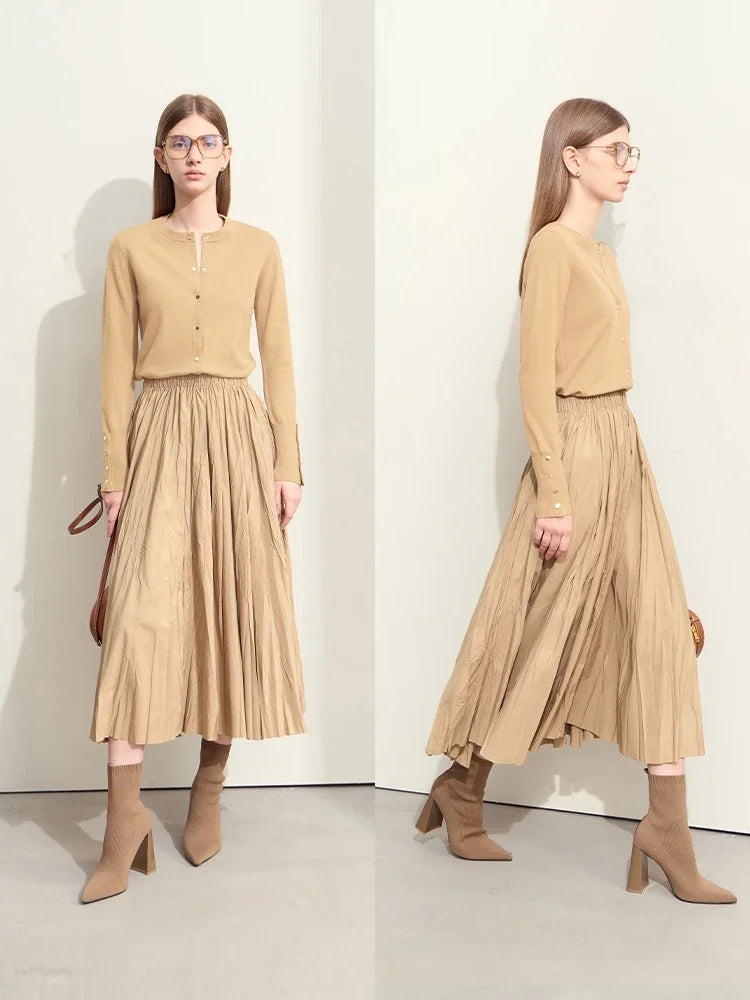 អាវយឺត Amii Minimalism រដូវស្លឹកឈើជ្រុះឆ្នាំ ២០២៥ អាវក្រៅរោមចៀមថ្មីសម្រាប់ស្ត្រី កមូល ដៃអាវប៊ូតុងចុះធ្វើពីលោហៈ រចនាប័ទ្មបារាំង អាវយឺតការិយាល័យនារី 12443193