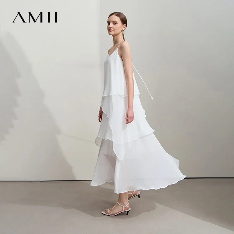 រ៉ូបវែង Amii Minimalist សម្រាប់នារី រដូវស្លឹកឈើជ្រុះឆ្នាំ ២០២៥ រ៉ូបថ្មីស្រឡាង សុភាពរាបសារ រលុង ឆើតឆាយ សំពត់ព្យួរ 12541155