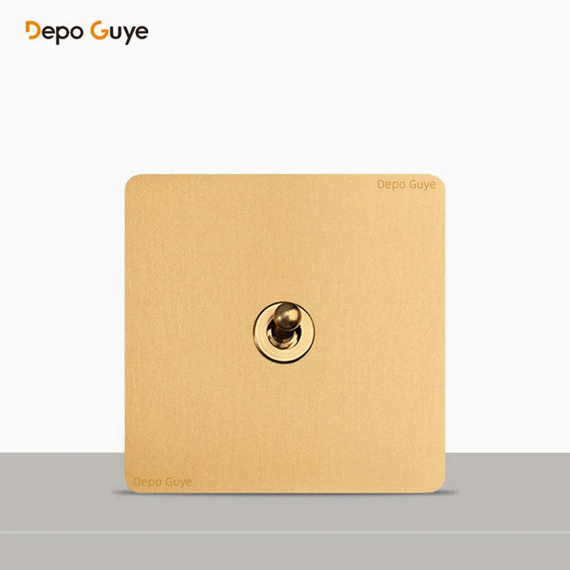 86 Type Retro Wall Momentary Reset Switch Brass Lever 1-4 Gang Bronzed Antique Switches Stainless Steel Panel For Home