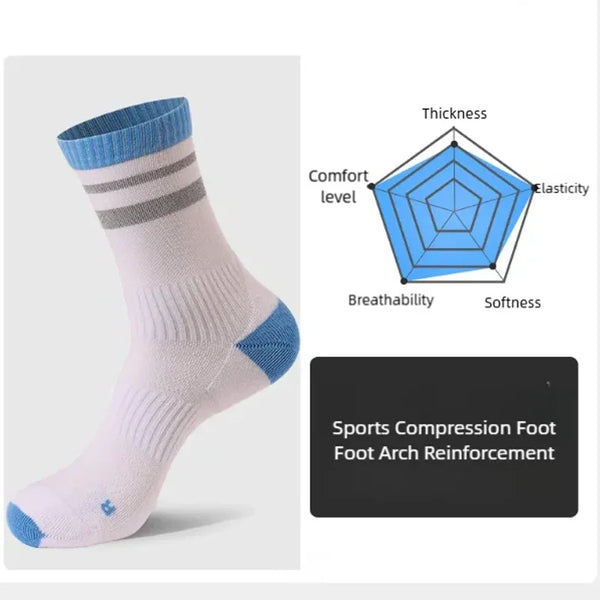 WRELS 1/2/3 Pairs Athletic Socks Compression Socks Men Women Moisture Wicking Breathable Elastic Running Hiking Tennis Crew Sock