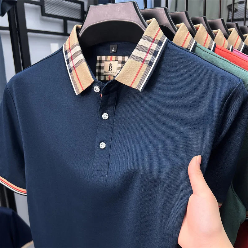 Luxury Brand Man Short-Sleeved Polo Shirt Lapel Button Spring Hot Polo Shirt Business Casual Clean Wrinkle-Resistant Men's Wear