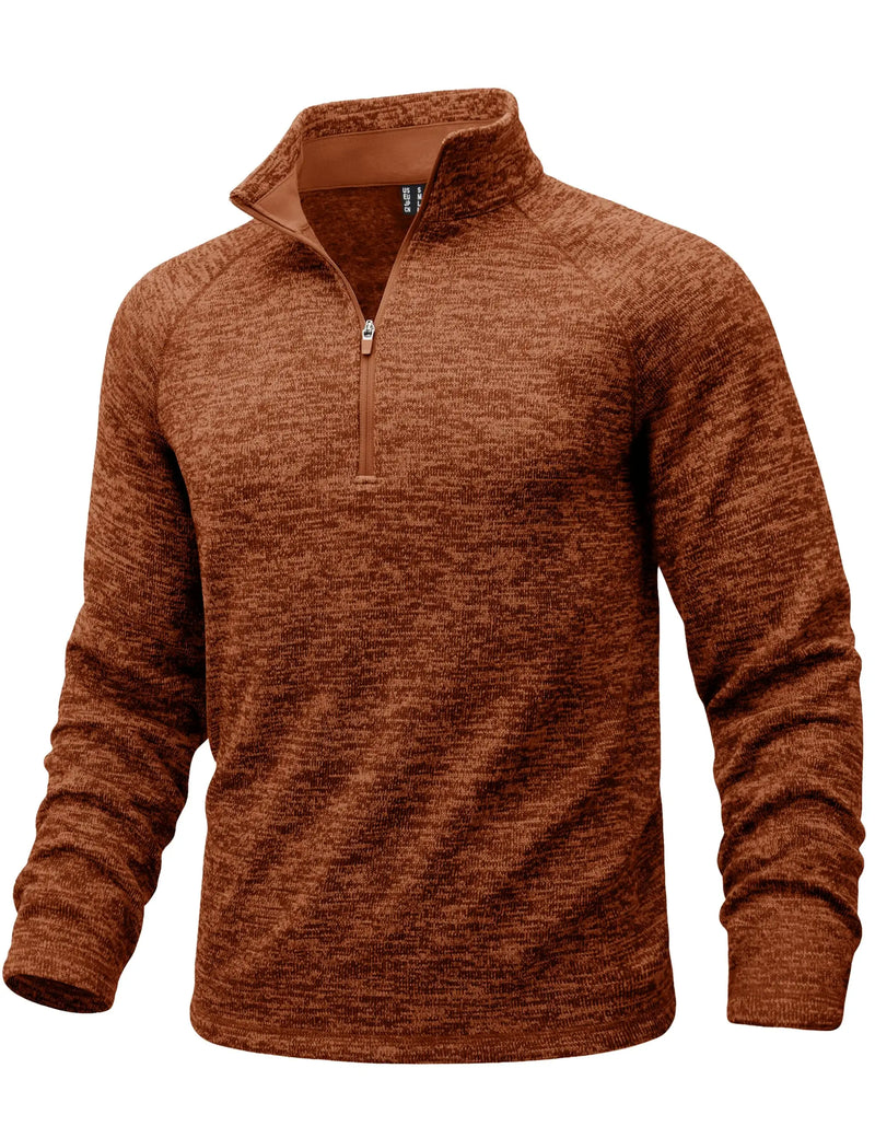 TACVASEN Mens Quarter Zip Pullover Long Sleeve Fleece Golf Sweatshirts Winter Warm Breathable Stretchy Daily Casual Shirts