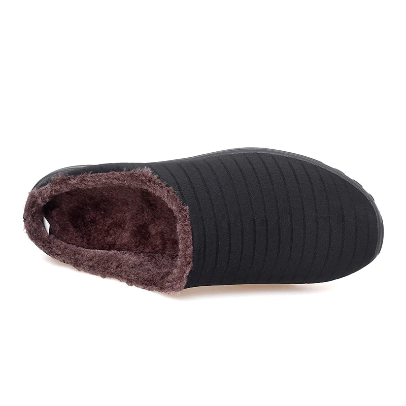 Lightweight Winter Slippers Men Women Indoor Plush Slippers Black Red Warm Home Cotton Shoes Unisex Size 34-44