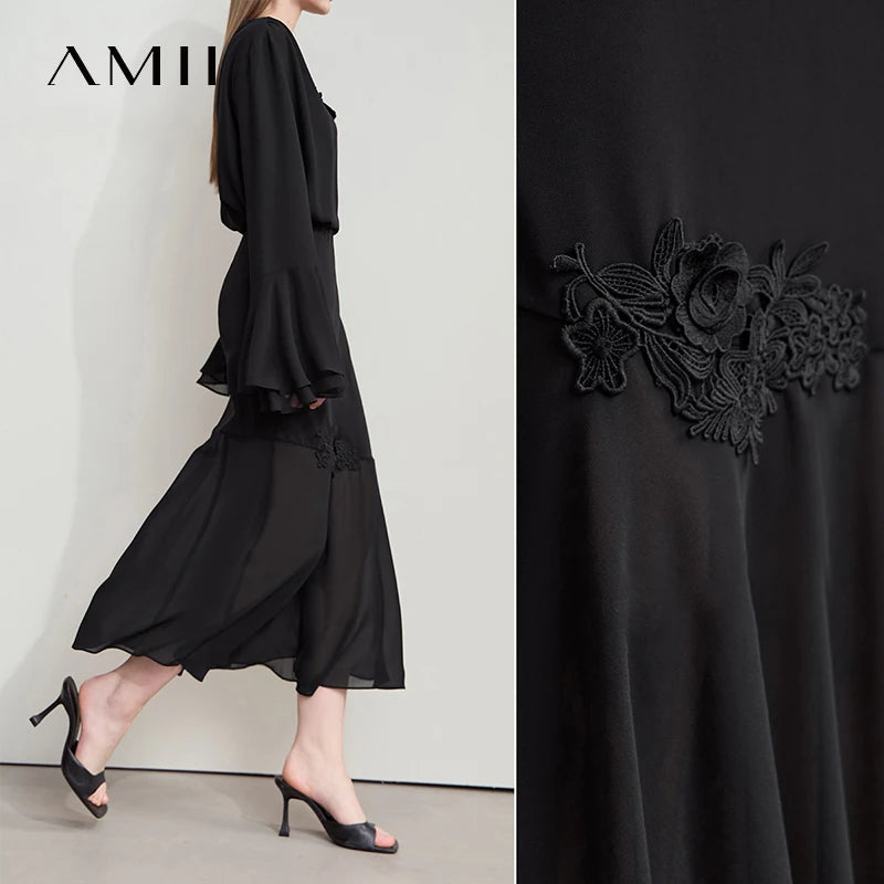 សំពត់ Amii Minimalist Casual Bustier សម្រាប់នារី រដូវក្តៅ ឆ្នាំ២០២៥ ថ្មី រចនាបទ Lace Slim Half-body Chiffon Fishtail សំពត់ 12522064