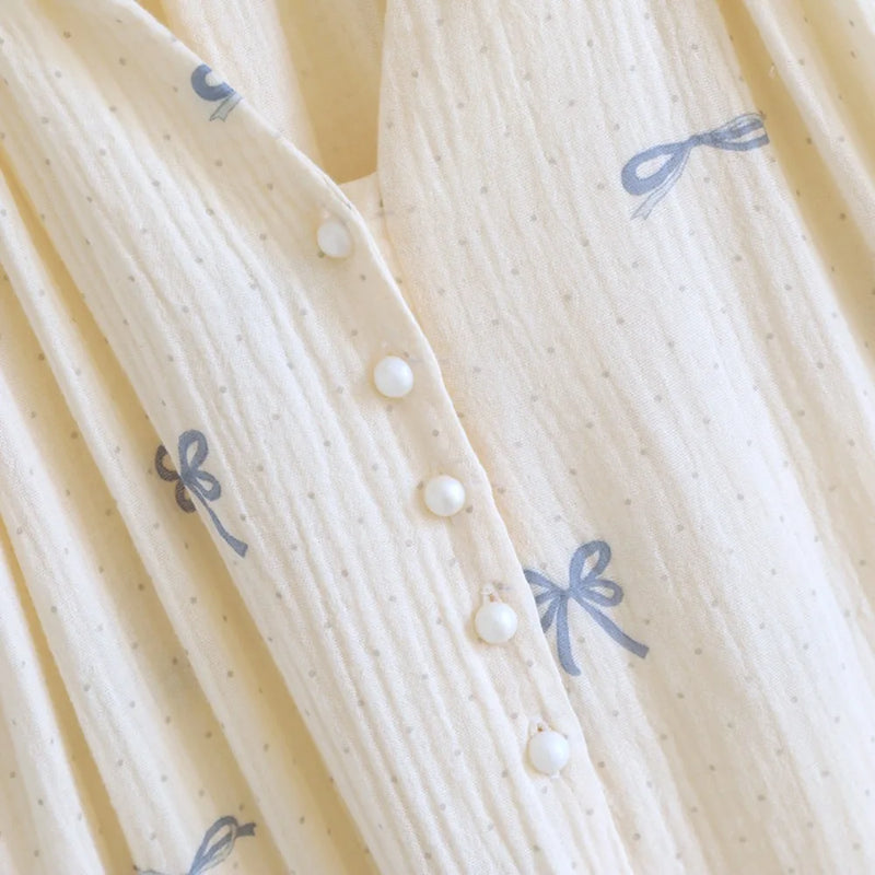 Thin Pure Cotton Women's Nightgown Spring Autumn New Lady Pajamas Dress Home Night Gown One Piece Homewear Woman Night Clothes