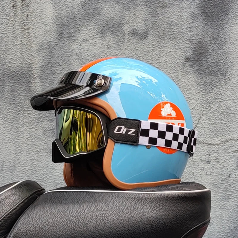 3/4 open face Three-quarters retro helmet motorcycle for men and women winter warm cruise American half helmet DOT Approved