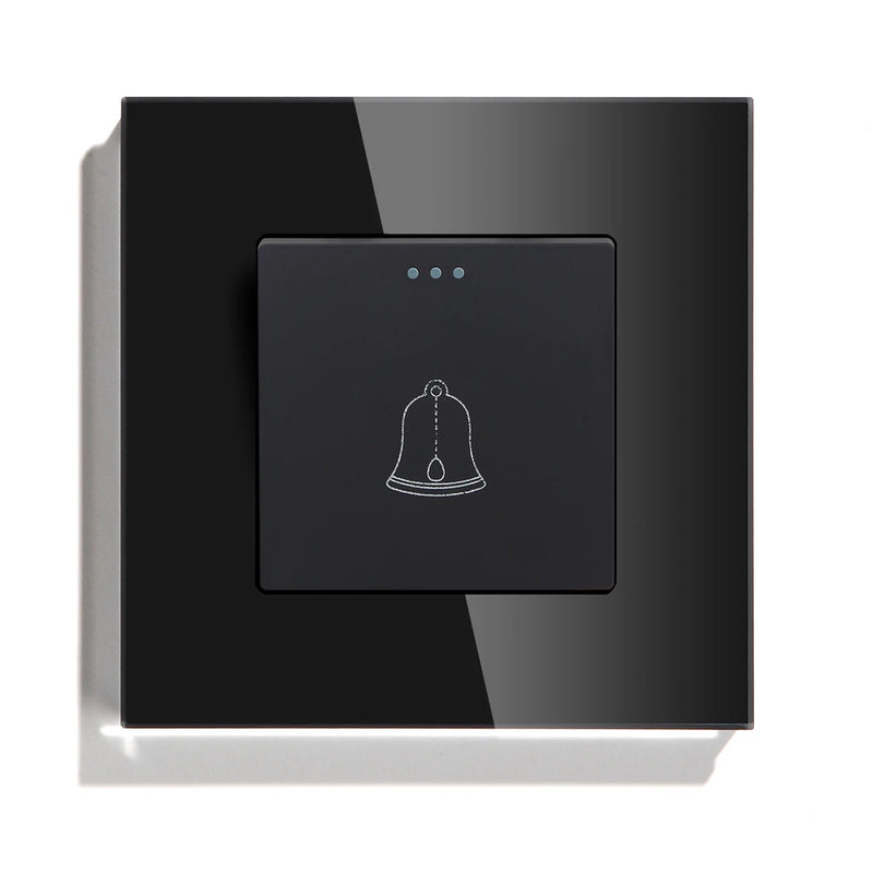 BSEED EU Standard Mechanical Button Switch Doorbell Switch Tempered Galss Frame Push Switch for House Hotel