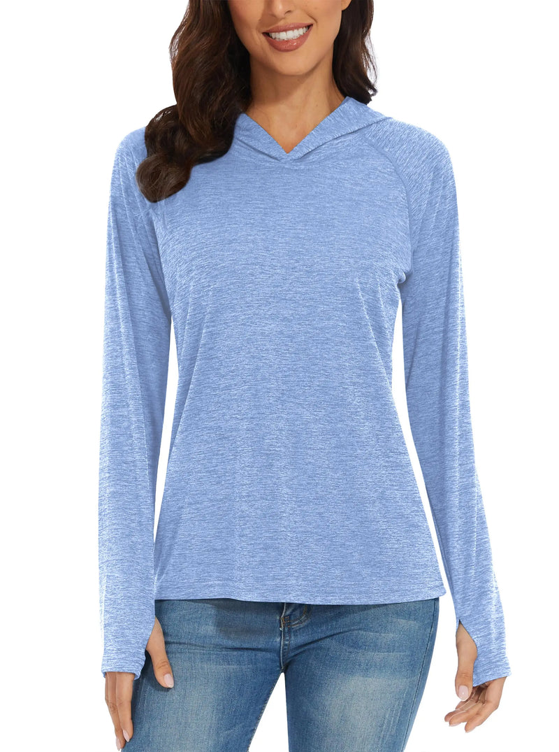 TACVASEN UPF50+ Breathable Long Sleeve Hoodie T-shirts Womens Sun/UV Protection Casual Hooded T shirts Outdoor Sports Pullover