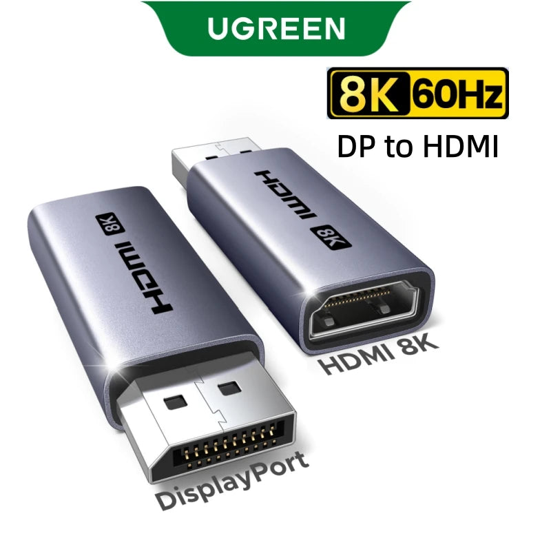 UGREEN Displayport to HDMI Adapter 8K 60Hz Displayport DP to HDMI Converter, Uni-Directional Display Port to HDMI Converter