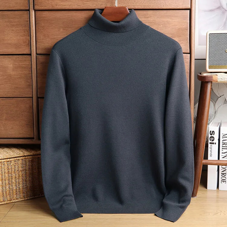 Men's Cashmere Blend Turtleneck, 480g 4A Anti-Pilling, Heavyweight Warm, Multi-Color WOOL