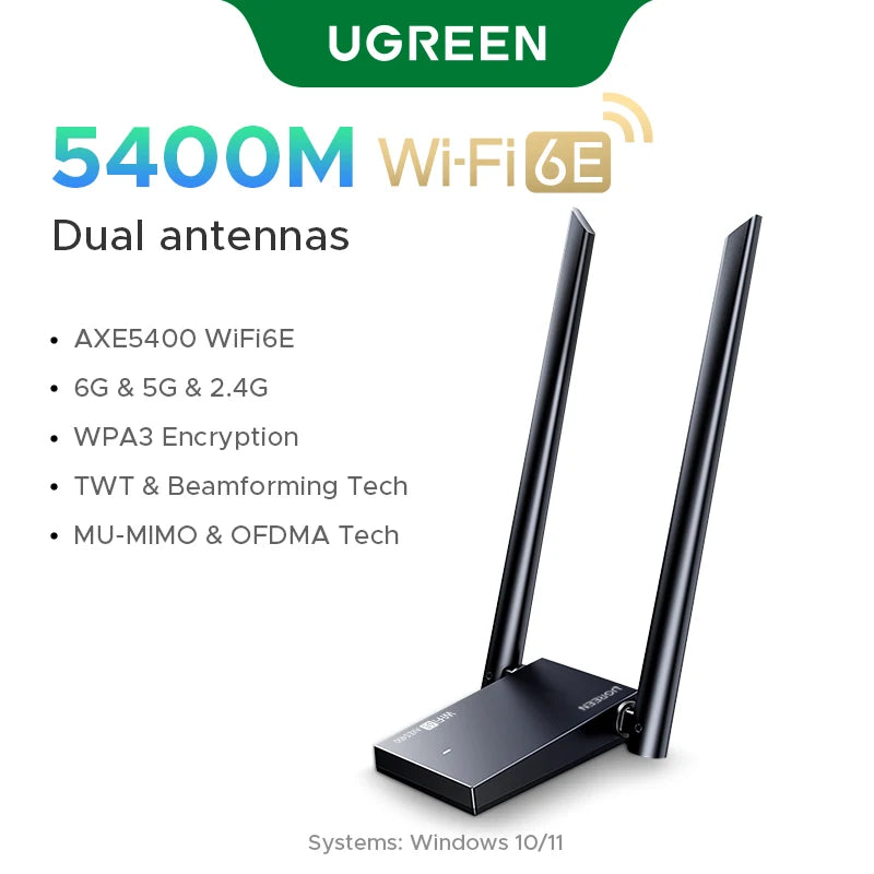 UGREEN WiFi Adapter WiFi6 AX1800 USB3.0 5G&2.4G Dual-band USB WiFi for PC Laptop Wifi Antenna USB Ethernet Receiver Network Card