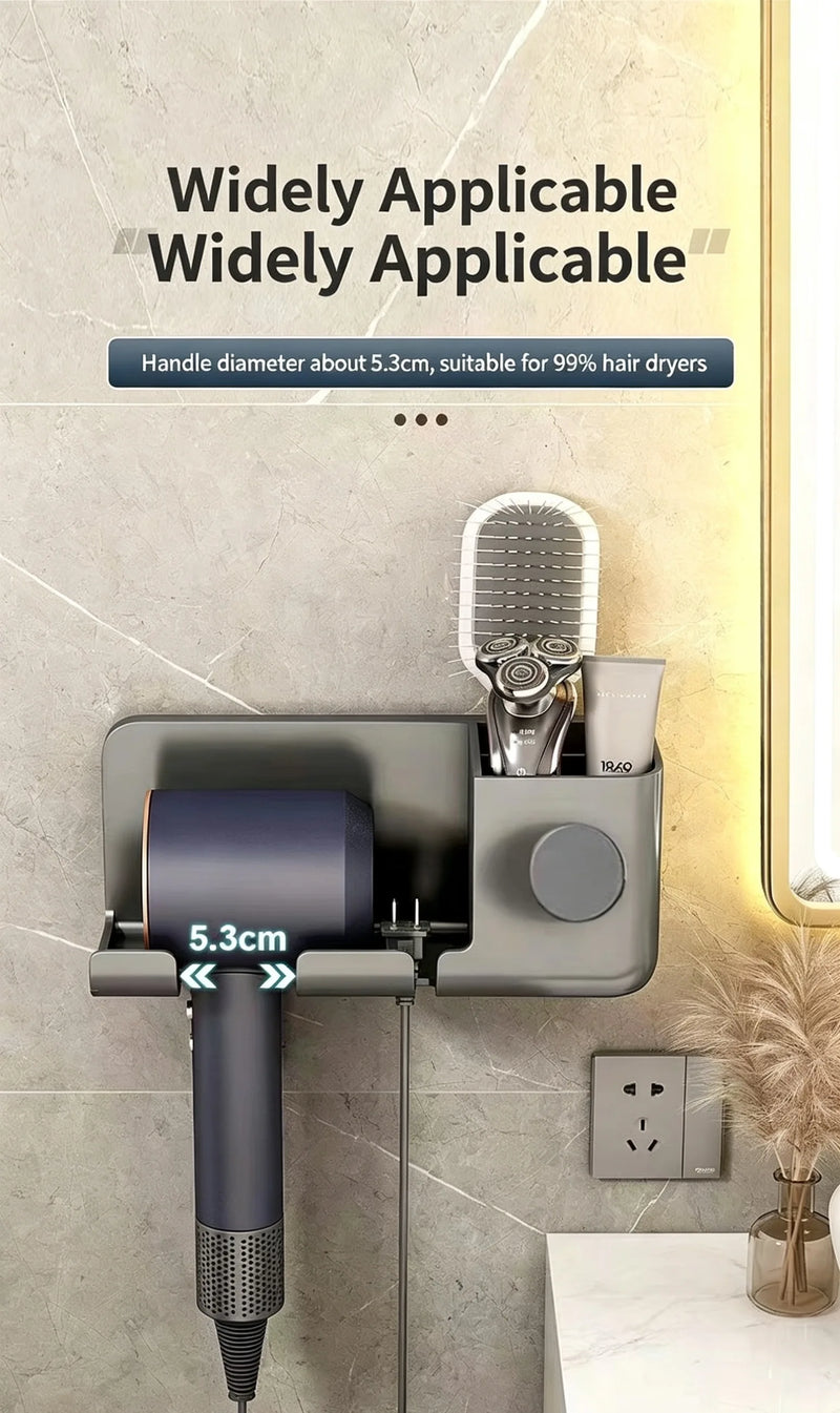 Hair Dryer Storage Rack, Bathroom, Household Hair Dryer Bracket, Wall Mounted Air Duct Rack, Nail Free Wall Hanging