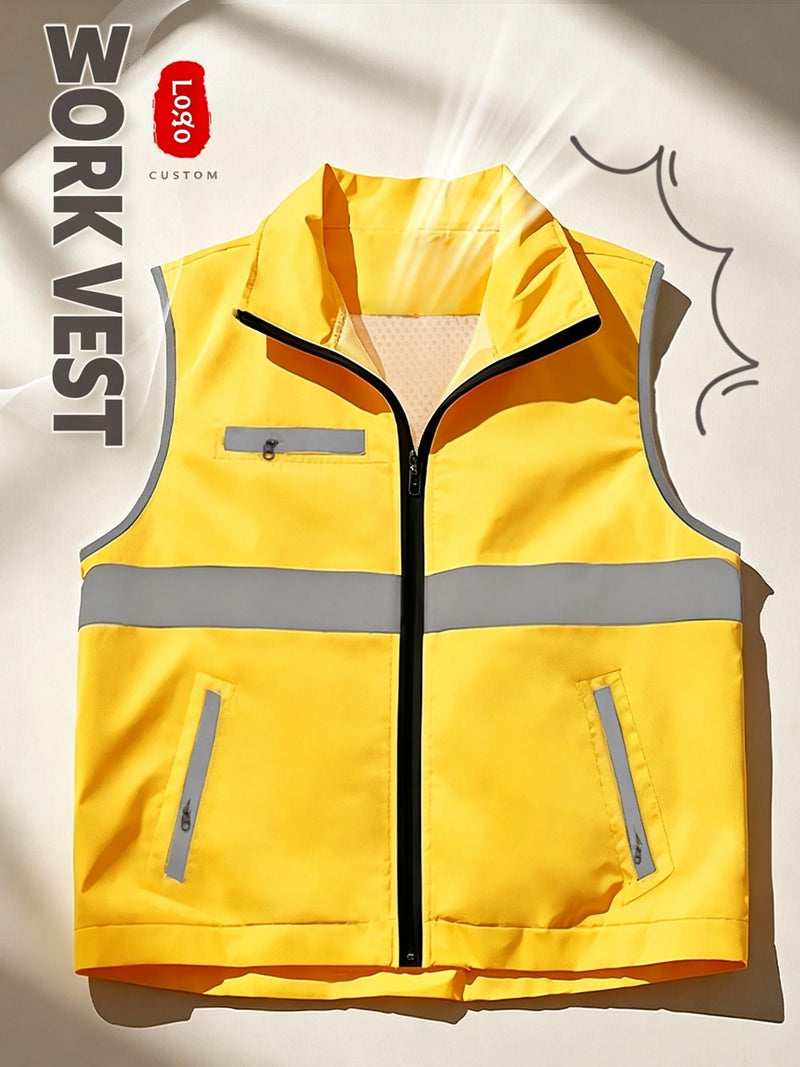 Custom-made vests with logo printing man for takeaway same-city delivery logistics transportation vest lighteight and breathable