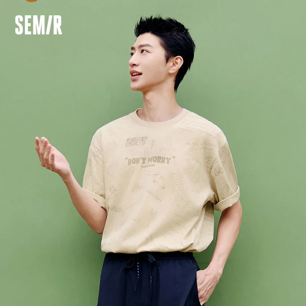 អាវយឺតបុរស Semir ឆ្នាំ ២០២៦ សត្វគួរឱ្យស្រលាញ់បោះពុម្ពលើក្រណាត់កប្បាសសុទ្ធដែលប៉ាក់ដោយក្រណាត់រលុងទាន់សម័យធម្មតា