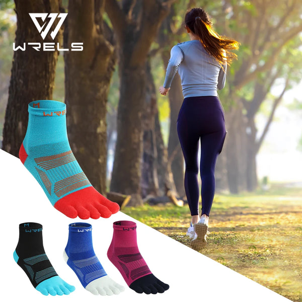 WRELS Athletic Ankle Toe Socks Five Finger Socks Breathable Athletic Running Sports Cushioned Moisture Wicking Five Toe Scocks