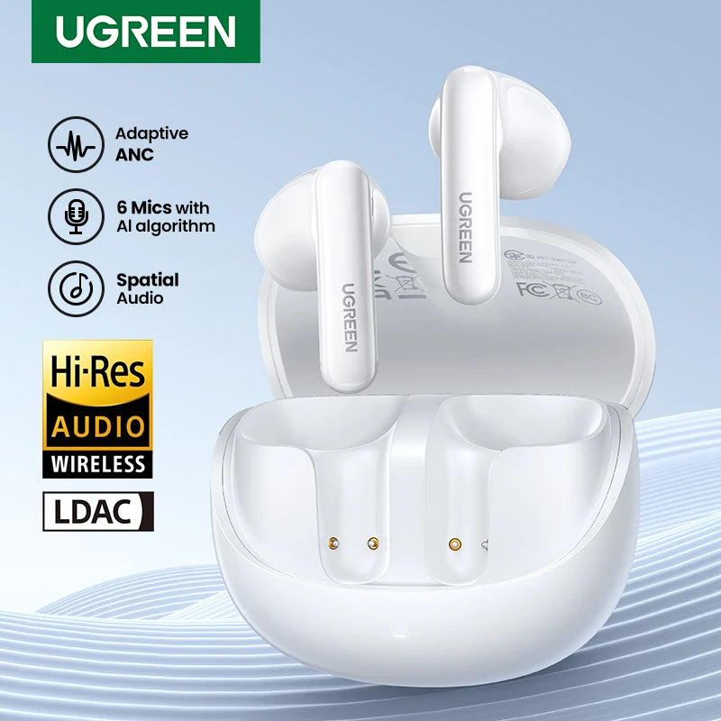 UGREEN Adaptive Active Noise Cancelling Earbuds LDAC Hi-Res Audio Wireless Bluetooth Earphones Headphones Headset
