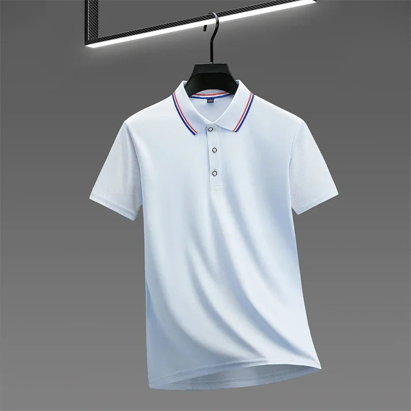 Men's Casual Solid Color Short Sleeve Polo Shirt Summer 2025 Fashionable Comfortable Versatile Top for Men