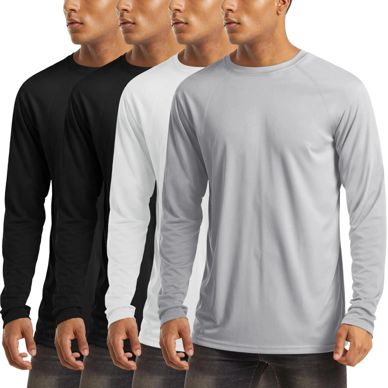 TACVASEN 4 Pack UPF 50+ Sun Protection T-shirts Men's Quick Dry Long Sleeve Athlectic T Shirts Performance Sports T-shirts Tee