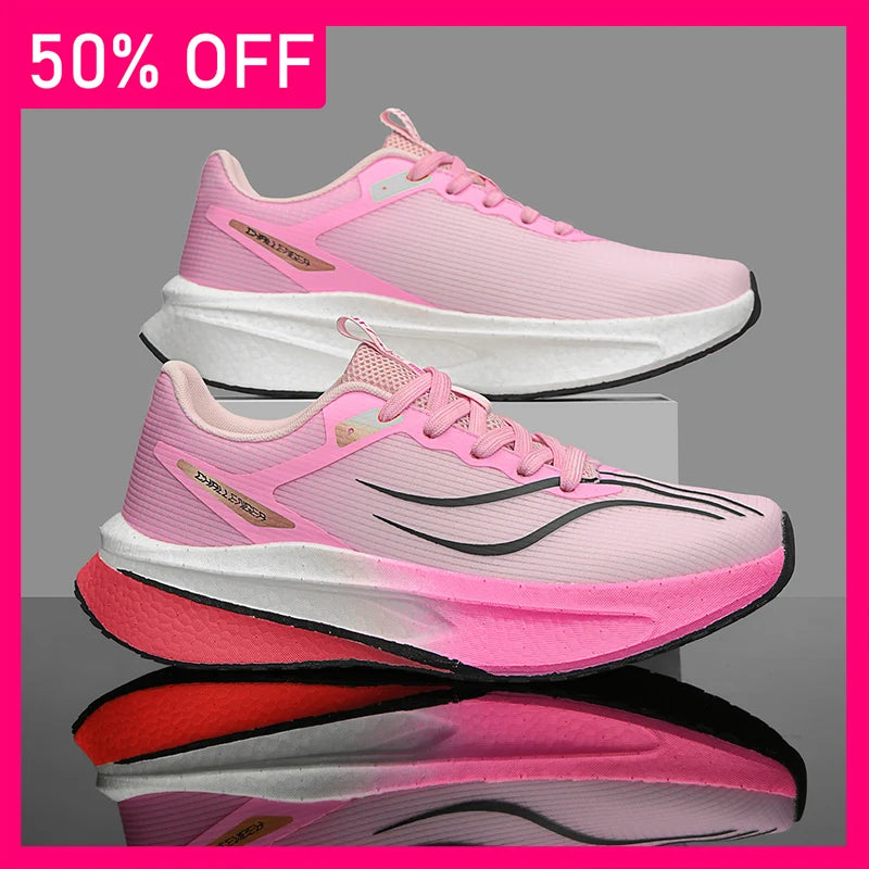 Unisex Sneakers Teenagers Outdoor Running Competition Anti Slip Training Shoes Marathon Breathe Light Thick Soled Fitness Shoes