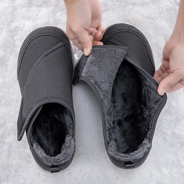 Winter Fur-lined Wide Box Toe Open Shoes for Elderly Men Women Diabetic Shoes Swollen Foot Fat Orthopedics Hallux Valgus Bunion