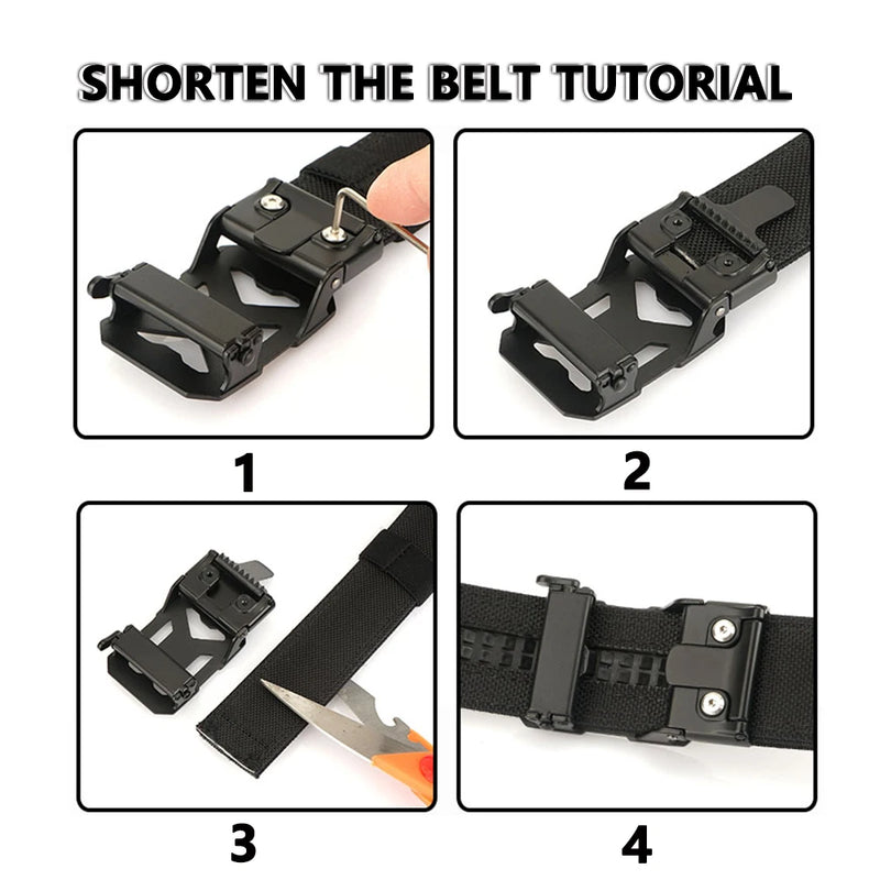 TUSHI Official Genuine Men's Military Tactical Belt 1100D Thick Nylon Alloy Automatic Buckle IPSC Gun Belt Casual Girdle Male