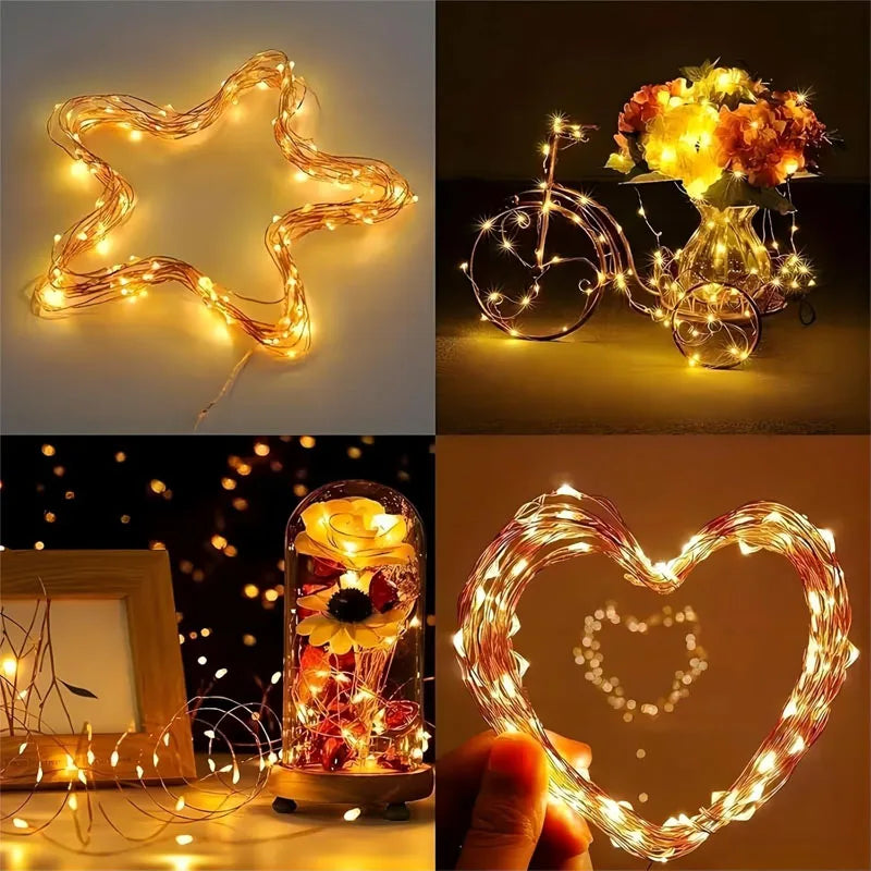 Rechargeable Copper Wire String Lights 8Lighting modes Fairy Light Timer Detachable Design for Halloween Wedding Christmas Decor
