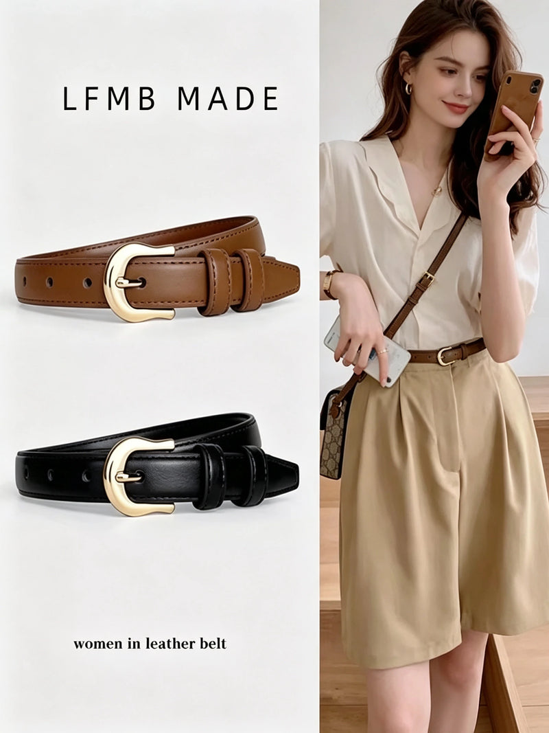 Belt Summer Brown Belt with Fine Matching Western Pants Simple and Versatile Belt New Fashion Decoration