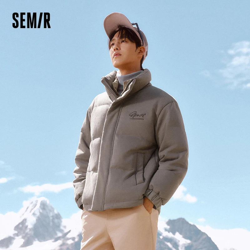 Semir Thick Warm Down Coat Stand Collar Men 2025 Winter Embroidered Sporty Casual Couple Fashion Stylish Outdoor Jacket