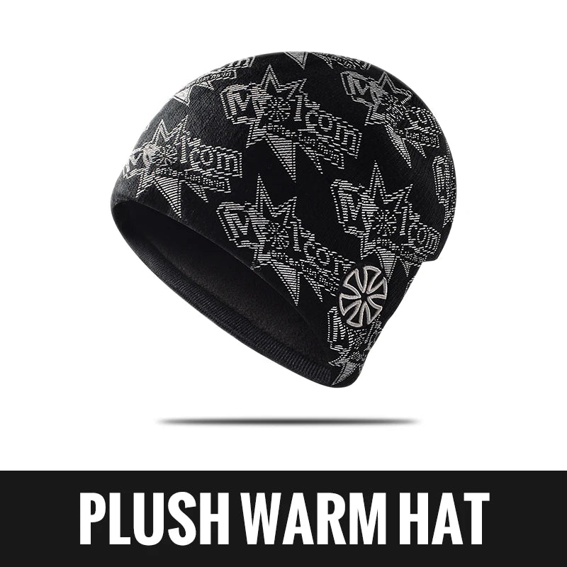 WRELS Cycling Cap Thermal Fleece Lined Ski Hat Windproof Warm Running Motorcycle Outdoor Sports Anti-Cold Skull Beanie Hat