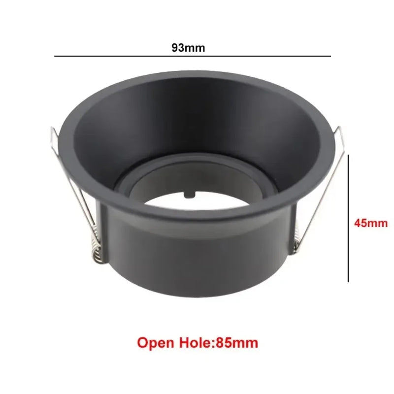 ឈុតជំនួសអំពូលភ្លើង Downlight រាងមូល GU10 ចំនួន 1/10 ដុំ សម្រាប់តោងពិដាន ពណ៌ខ្មៅ MR16