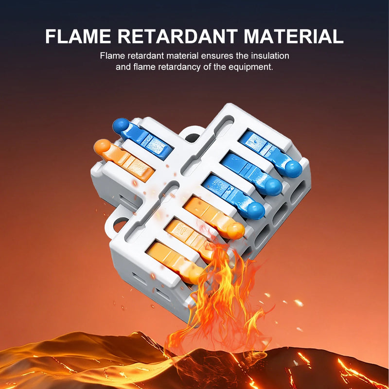 TOMZN Wire Connectors Transparent 6IN2 18PCS 4IN2 24PCS Wire Connectors 28-14AWG 0.08-2.5㎜² L and N + and - Orange Blue