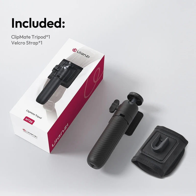 ដំបងថតរូប Selfie ចល័ត Ulanzi MT-88 ClipMate Tripod ជាមួយវីស 1/4 សម្រាប់កាមេរ៉ា DSLR Action Camera Phone Vlog Live ផ្ទុកបាន 1KG