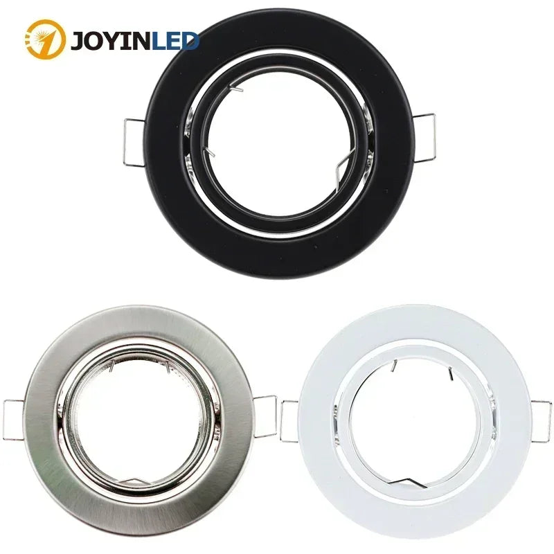 ស៊ុមភ្លើងពិដាន LED រាងមូលដែលអាចលៃតម្រូវបានសម្រាប់អំពូល GU10 MR16 ដែលម៉ោនលើភ្លើងពិល