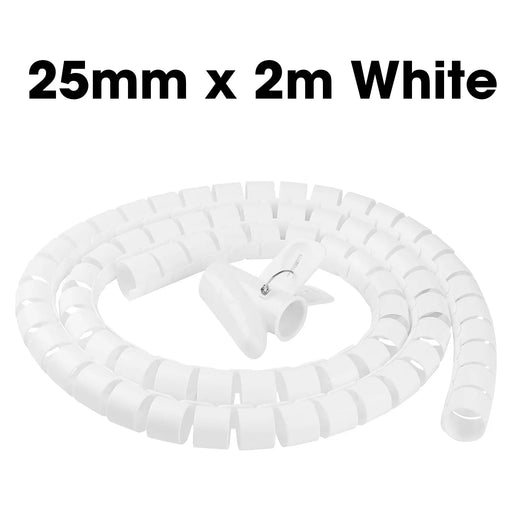 ZoeRax 2m 15/20/25mm Flexible Spiral Cable Wire Protector Cable Organizer Cord Protective Tube Clip Organizer Management Tools 25mm x 2m White