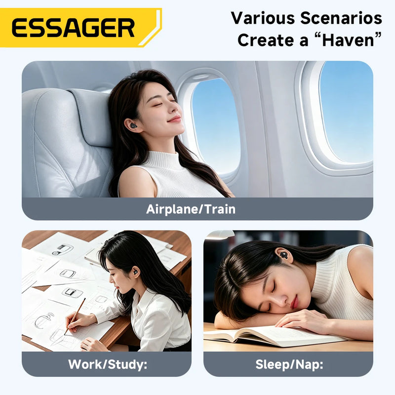 ឌុយការពារត្រចៀក Essager ការពារសំឡេងរំខាន 45-49dB ការពារការស្តាប់ ស៊ីលីកូនទន់ សម្រាប់ការគេង ការងារ ការសិក្សា ការធ្វើដំណើរ